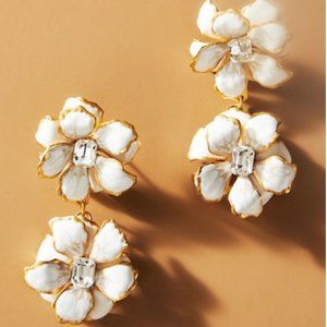 NWT BHLDN Anthropologie Pink Reef Double Drop Flower Earrings